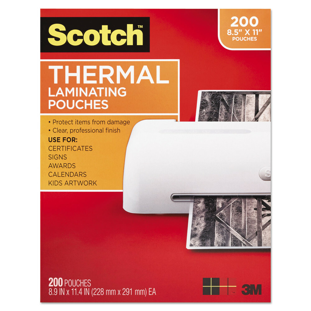 Scotch TP3854200 3 mil 11-2/5" x 8-9/10" Thermal Laminating Pouches (200/PK) New