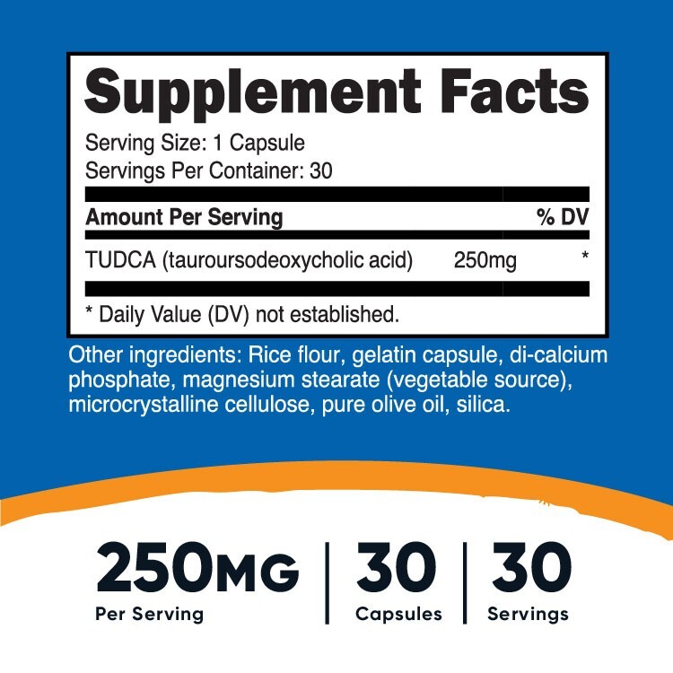 Nutricost TUDCA Pills, 250mg Per Capsule, 30 Capsules