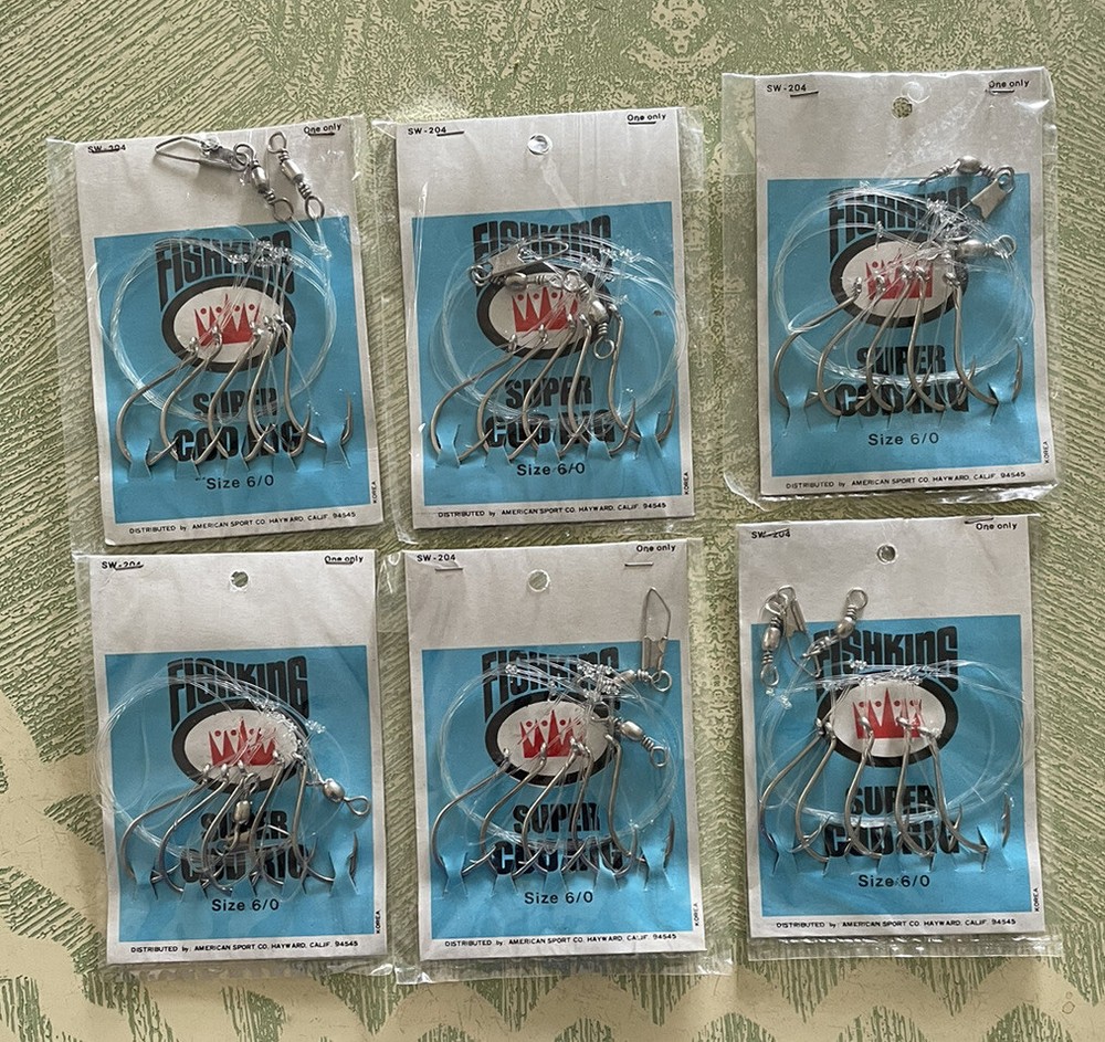 NOS 6 Packs 5 Hook Fish king 6/0 Super Cod Rigs