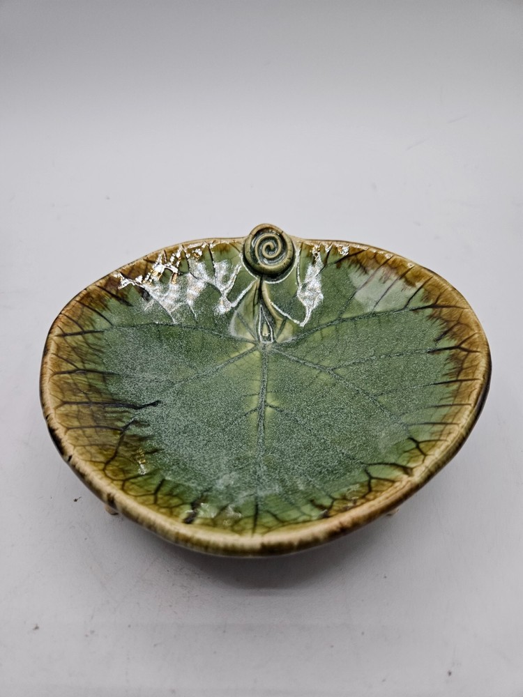 VTG Pottery Boys Hand Made Leaf Dish