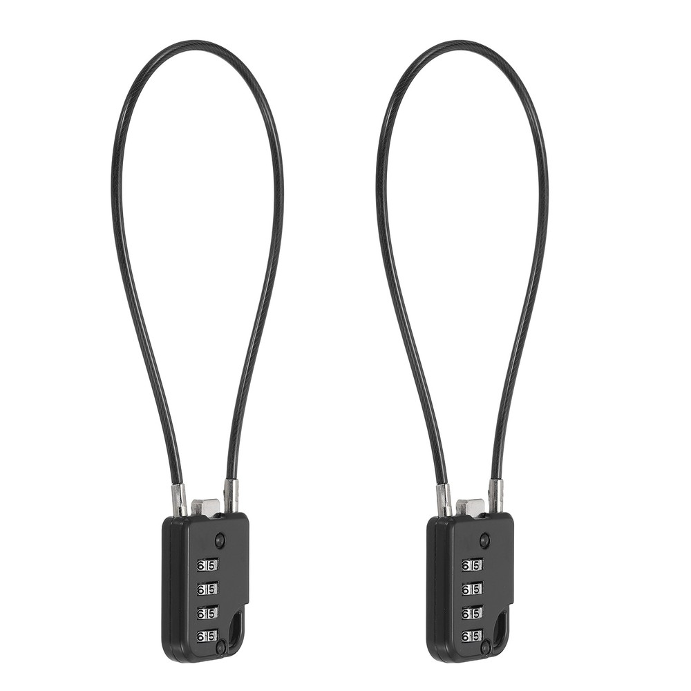2-Pack Combination Padlock, 4 Digit 12 in Cable Luggage Lock [Black]