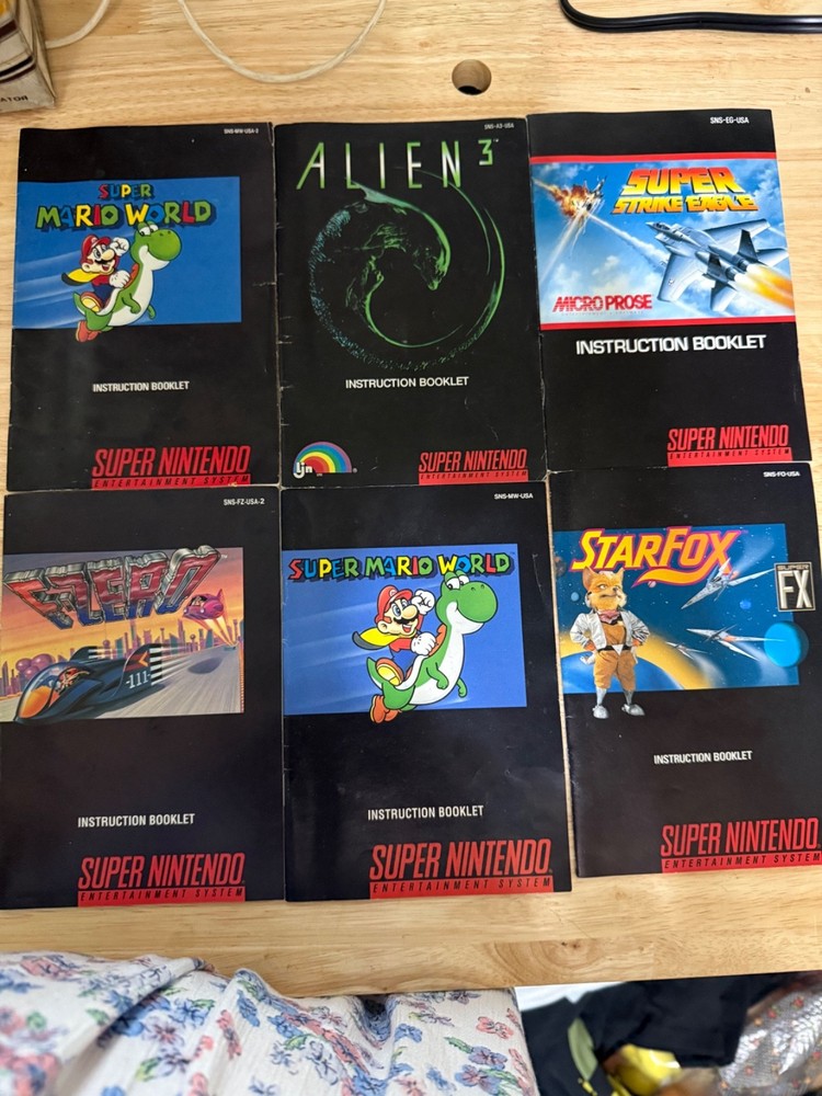 6 super nintendo instruction booklets