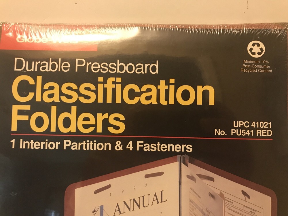 Durable Pressboard Classification Folders 5-Pack Red **NEW** -10003-