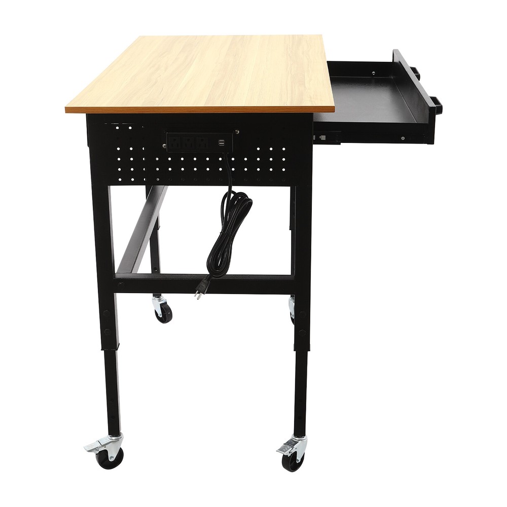 Mobile Workbench, Work Bench for Garage Office Home, Height Adjustable Workbench