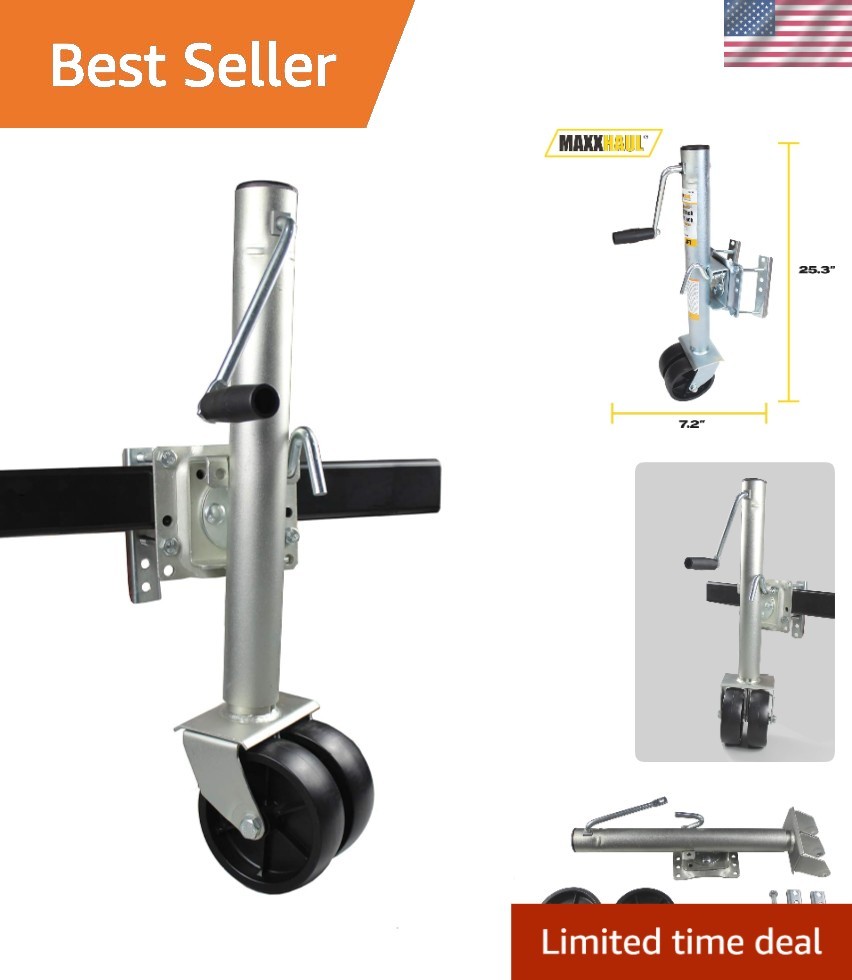 Mobile Trailer Support Jack with Side Wind Handle & Swing-Back Design