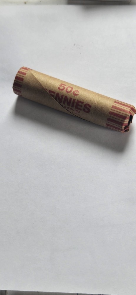 Lincoln Cent Roll With Minor Errors Inside Mixed Coins Including Copper Shot Gun
