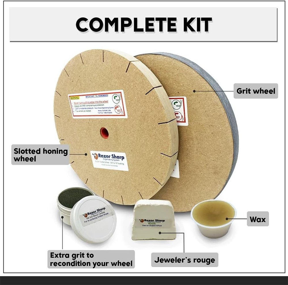8" Blade Sharpening Kit for 6" Bench Grinder, US Made