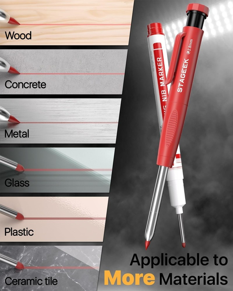 2PCS Carpenter Pencils with Sharpener Heavy Duty Woodworking Tools Mechanical...