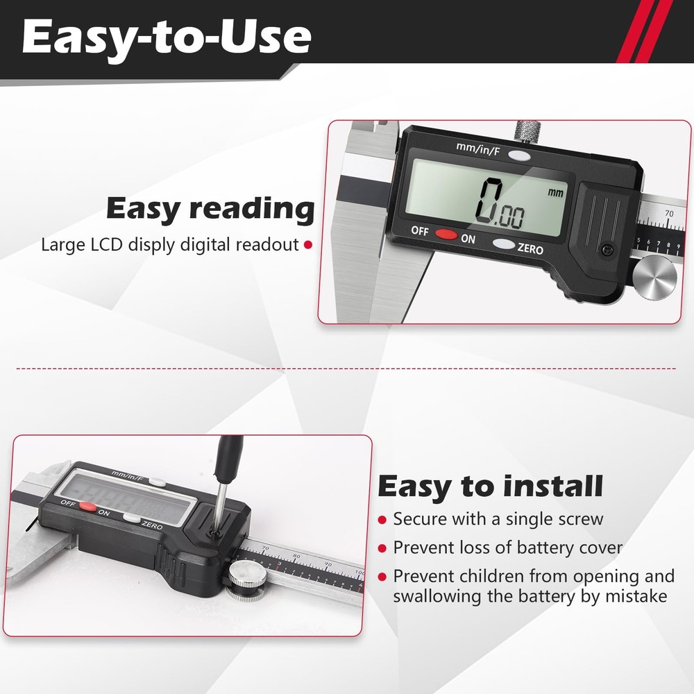 Digital Caliper, 0-6” Calipers Measuring Tool, Auto-Off Micrometer Caliper wi...