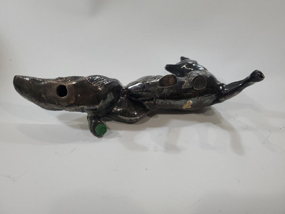 Vintage ALMAZAN Silver Plate Brass Fox Shaped Figurine 8" HEAVY Made In Spain