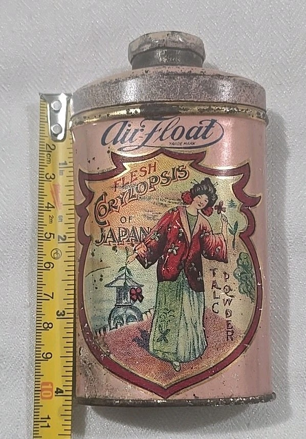 VINTAGE ADVERTISING AIR FLOAT TALCUM POWDER TIN TALC Rare