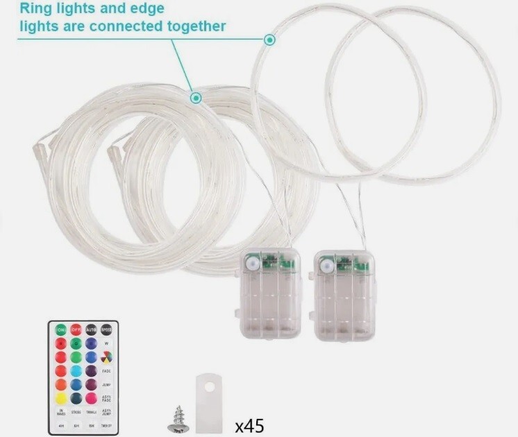 LED Cornhole Lights for Board Edge Hole Ring Remote Control 16 Color Change 2PCS