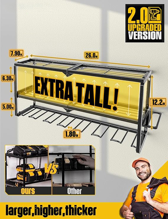 Power Tool Storage Organizer Rack Cordless Drill Tools Rack Holder for Workshop