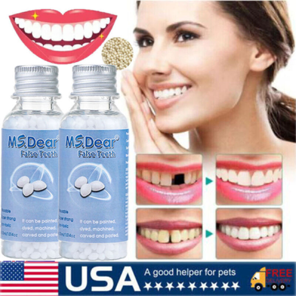 2X Temporary Tooth Repair Set False Teeth Solid Glue Teeth Gaps Denture Adhesive