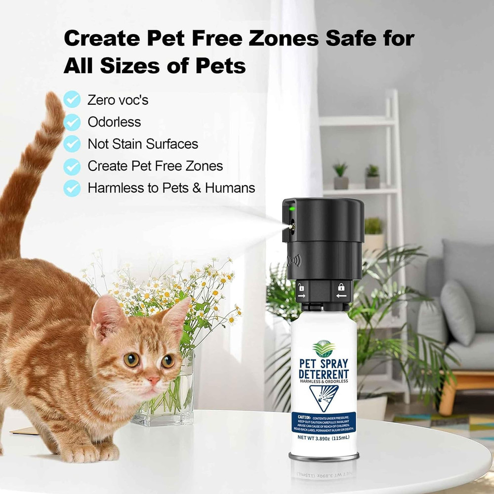 Cat Spray Deterrent System [ 4 Pack ] Cat Deterrent Spray, Motion Activated Pet