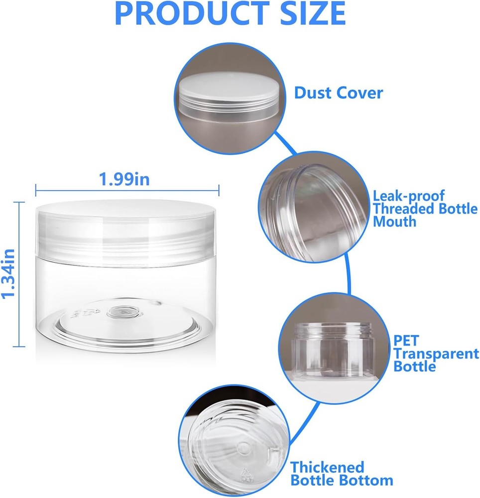 4 Pack 30ml Travel Cream Jars Leakproof Refillable Empty Containers with Labels