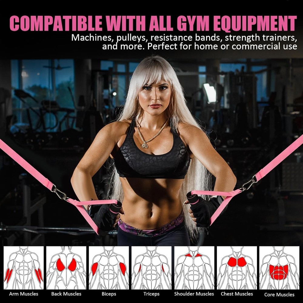 2 Pack Upgraded Exercise Handles Gym Handle Equipment Cable Machine Attachments