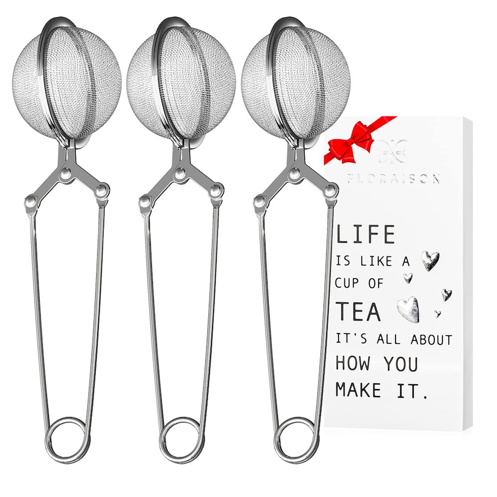 Tea Infuser Ball 3 Pack Snap Strainer Fine Mesh Handle Loose Leaf Filter