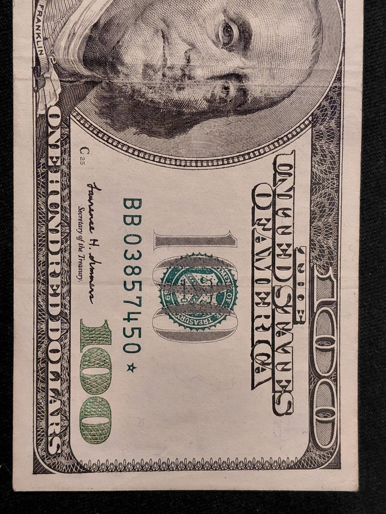 1999 $100 *Star Note* With Bleed-Through Ink Error.