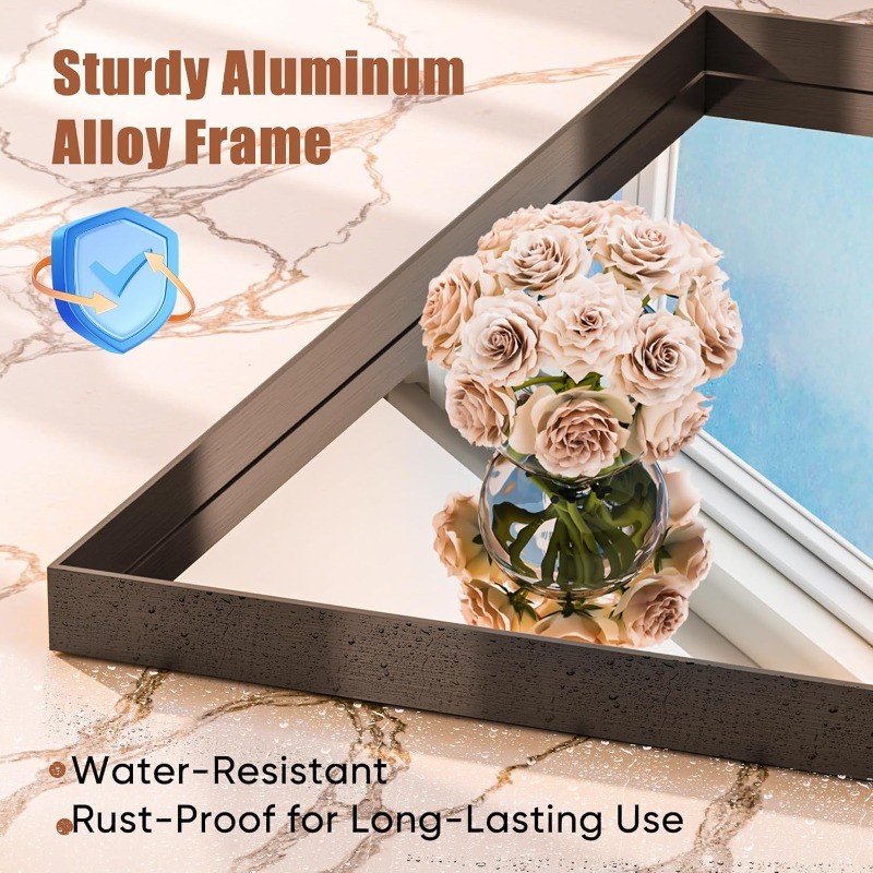 50"x30" Black Framed Bathroom Mirror, Large Rectangular Vanity Mirror