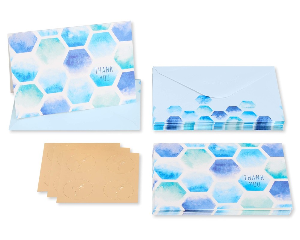 Papyrus Blank Cards w/ Envelopes, Hexagon Pattern, 14-Count
