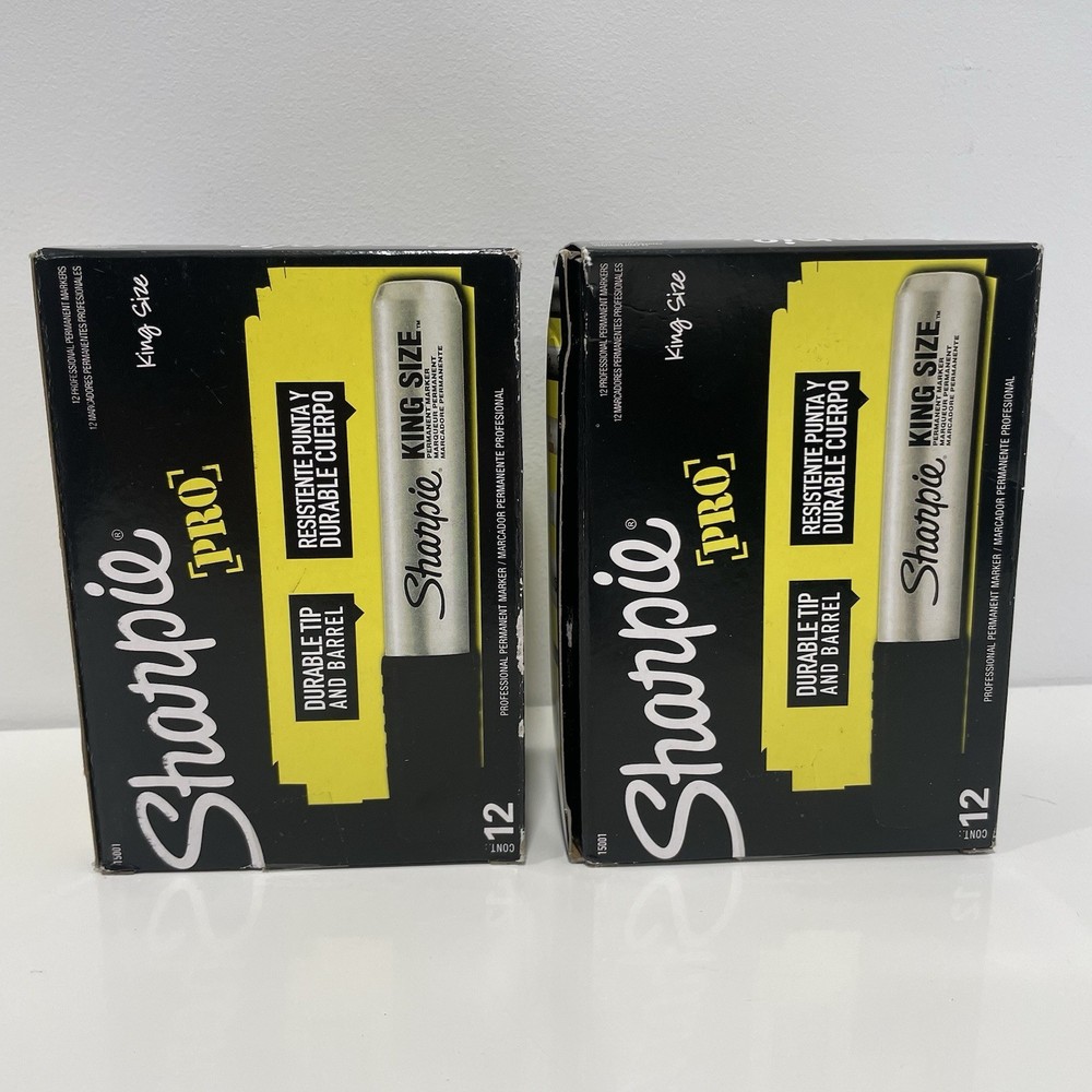 2 Boxes Sharpie PRO Permanent Markers King Size Chisel Black 12 Ct (24 Total)