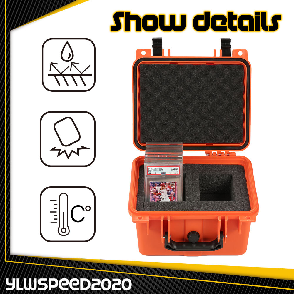 Graded Card Storage Box Deep Travel Waterproof Case Slab Holder Protector Orange
