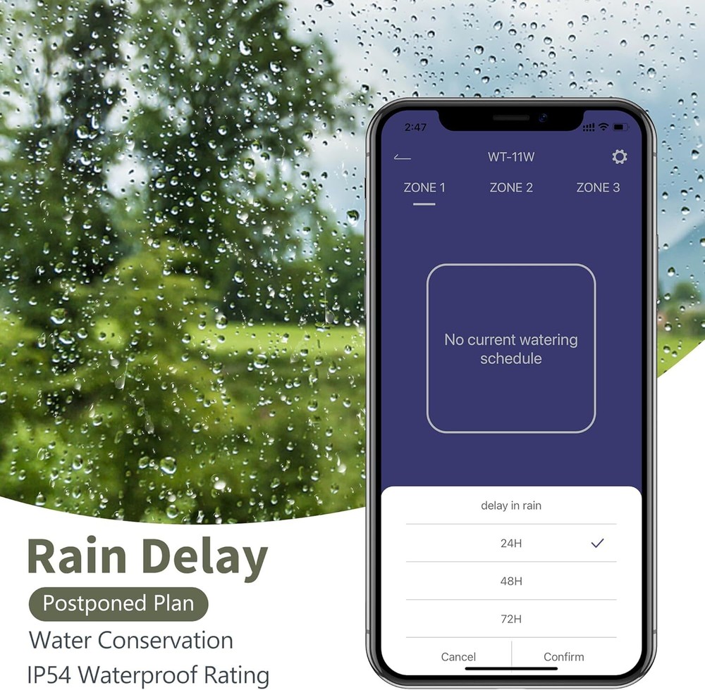 Smart Sprinkler Timer Outdoor Watering Timer 3 Zone WiFi Irrigation System