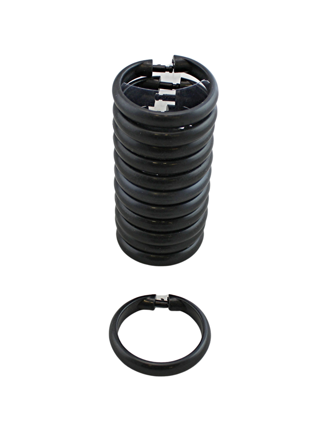 12 Piece Shower Curtain Ring Set Black
