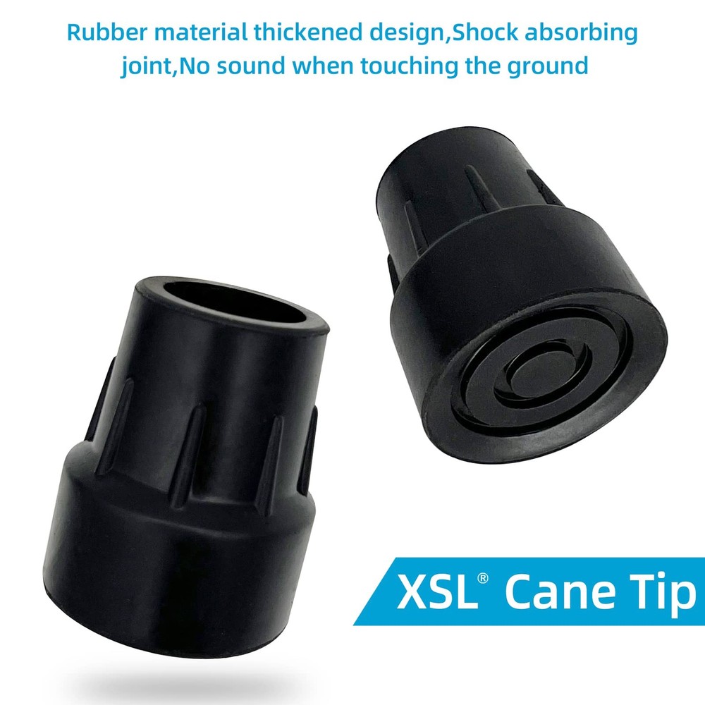 Replacement Cane Tips, Black, 1 inch 1 Inch (Pack of 2)