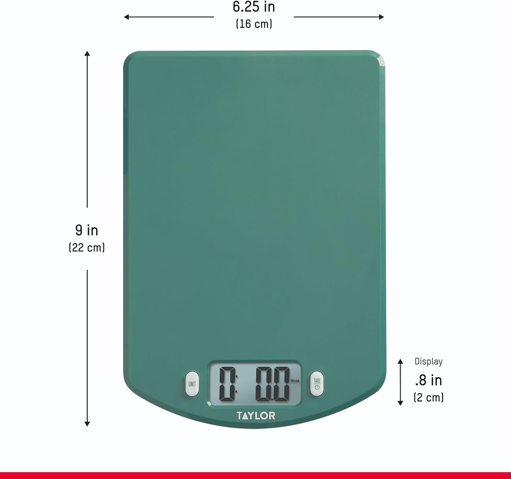 Digital Ocean Bound Plastic Kitchen Food Scale, 11 Pound Capacity, Teal
