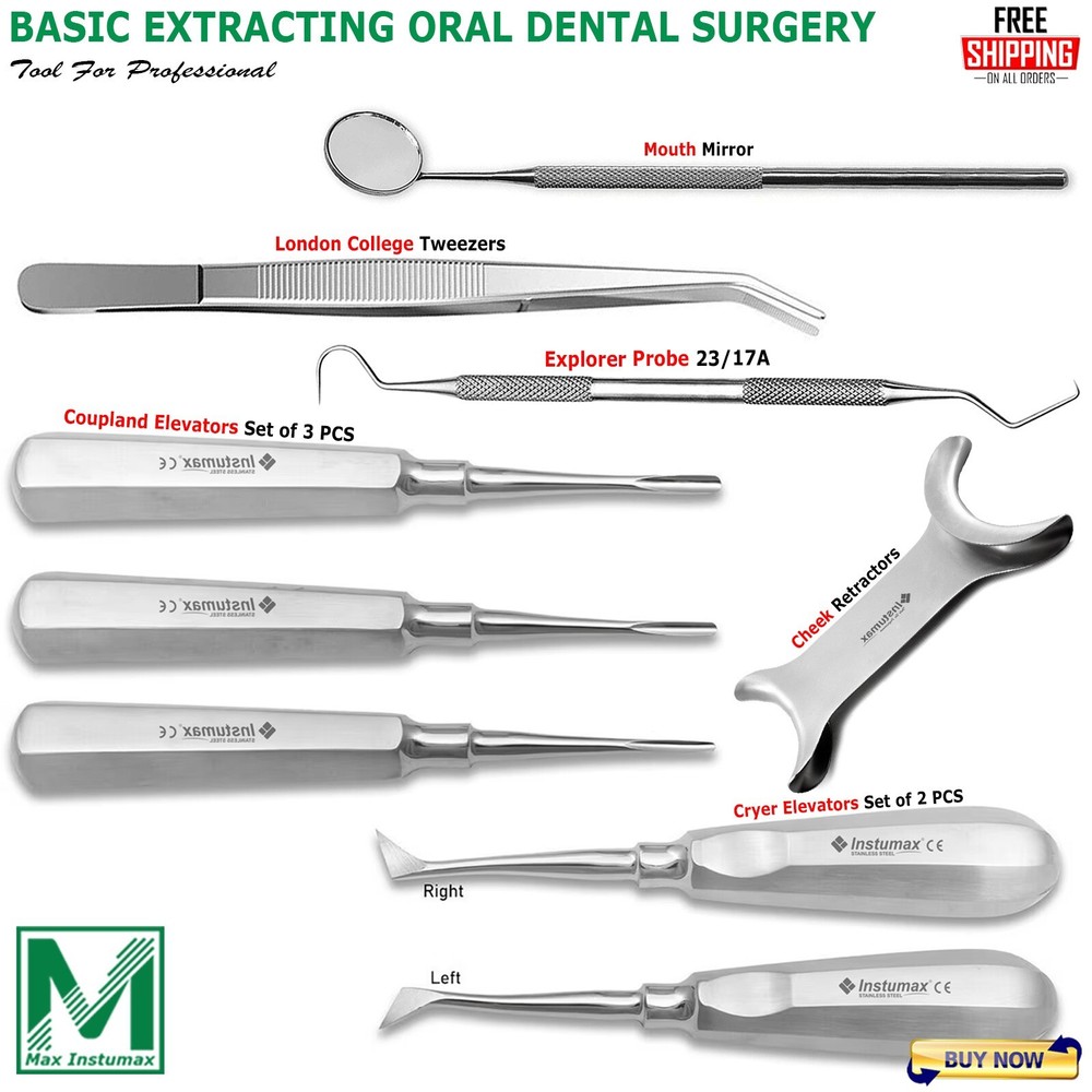 9 PCS PREMIUM BASIC ORAL DENTAL SURGERY SURGICAL INSTRUMENTS KIT INSTUMAX TOOLS