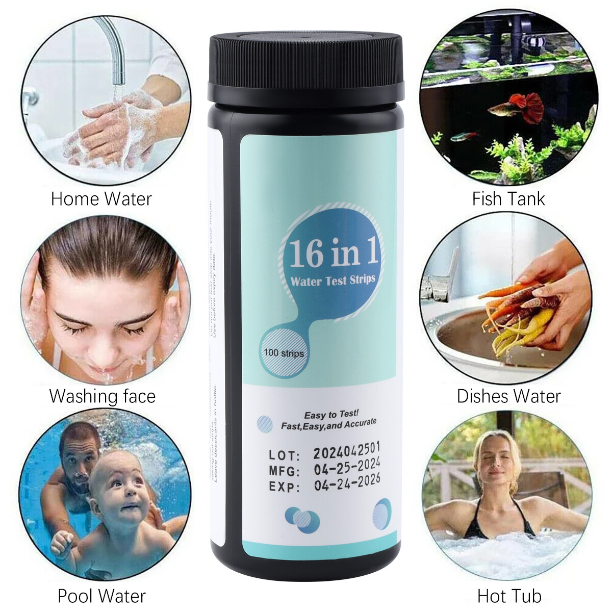 100/50pcs Chlorine Dip Test Strips SPA Hot Tub Swimming Pool PH Tester Paper US.
