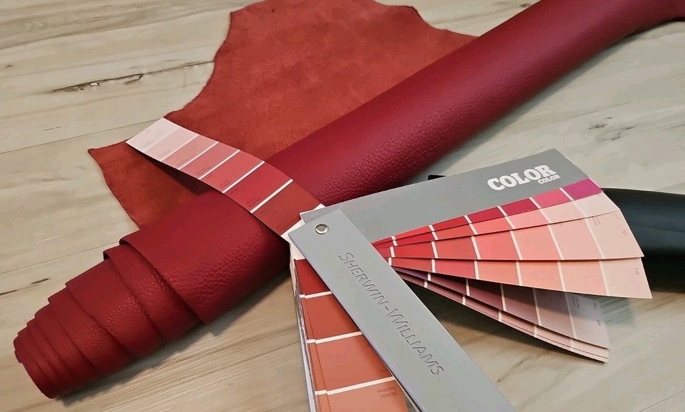 4-5oz LUXURIOUS RED MATTE LEATHER HIDE SIDE SOFT FULL GRAIN PANEL/SHEET 25+sqf