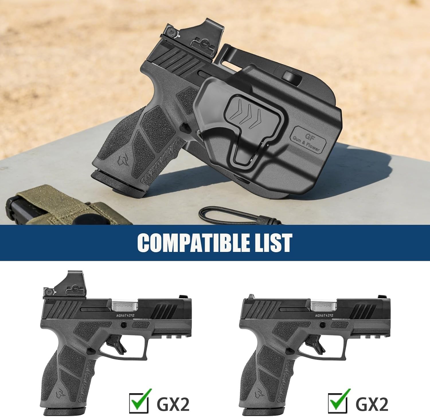 OWB Holster for Taurus GX2,Level IIRetention Outside Waistband Holster,RDS Ready