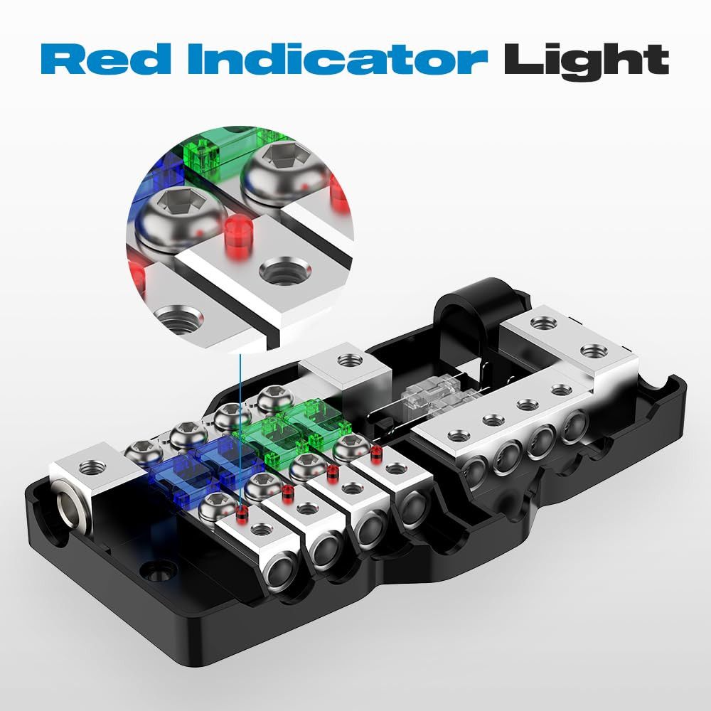 Fused Power Distribution Block Car Audio 4 Way Midi(Mini-Anl) Fuse Block 12V ...