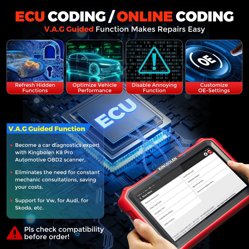 KINGBOLEN K8 PRO OBD2 Scanner Car Diagnostic Tool Coding All System CANFD DOIP