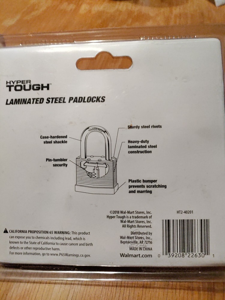 2 Pack Hyper Tough Laminated Steel Padlocks w/ Keys