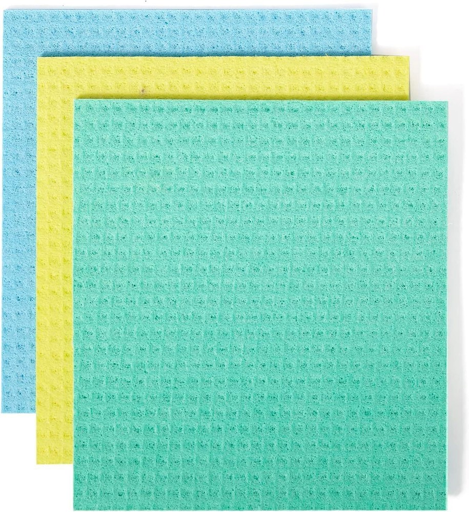 Full Circle Reusable Cellulose Sponge Clothes, 3 Pack
