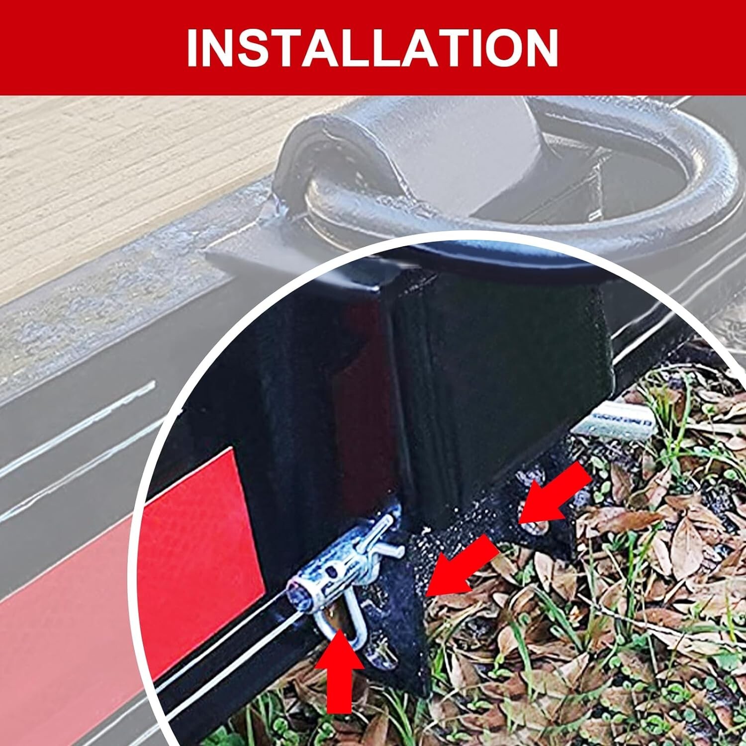 Stake Pocket D Ring Heavy Duty Adjustable Trailer Stake Pocket,Black, 8 Pack