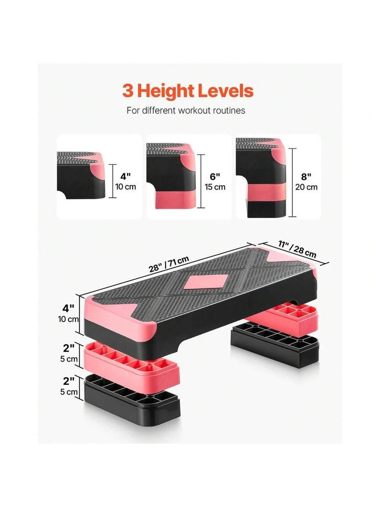 Aerobic Exercise Step Platform 28-Inch Workout Stepper Height Adjustable Fitnes