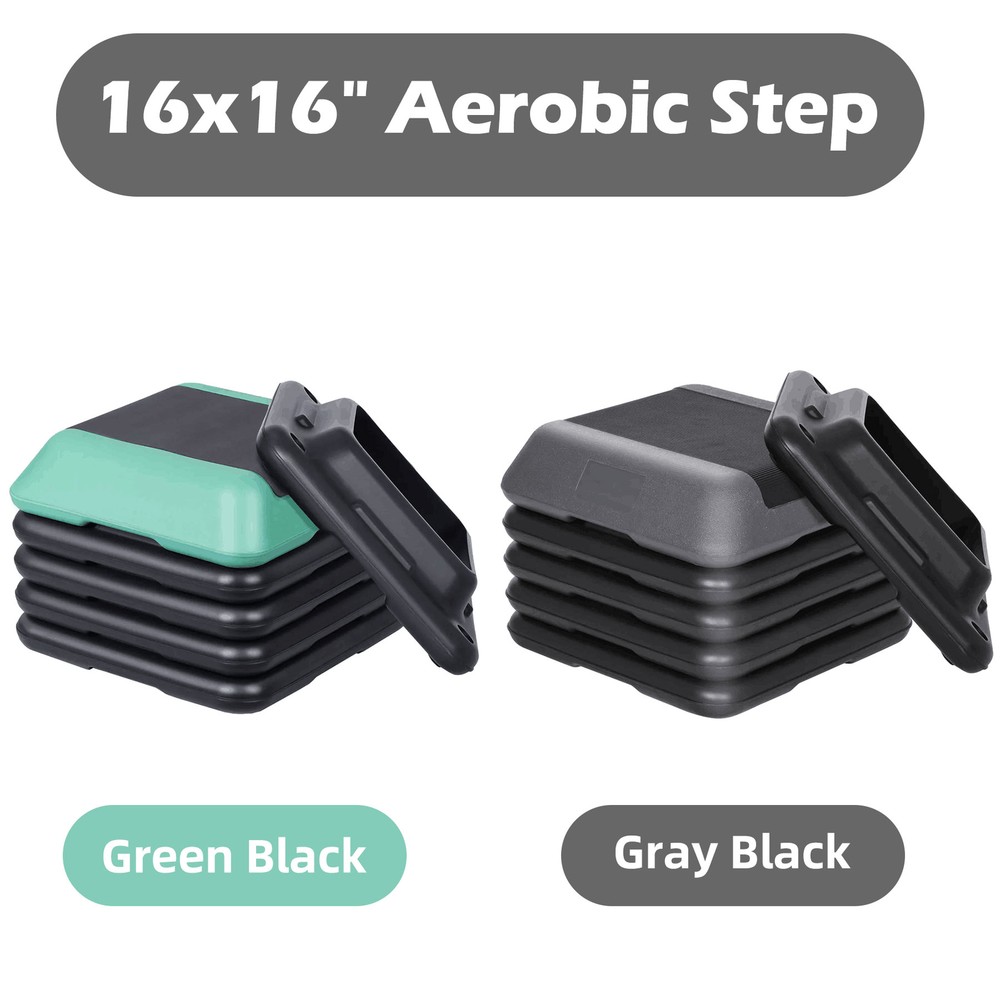 16"x16" Adjustable High Step Aerobic Platform with 4 Risers for Exercise 2 Color