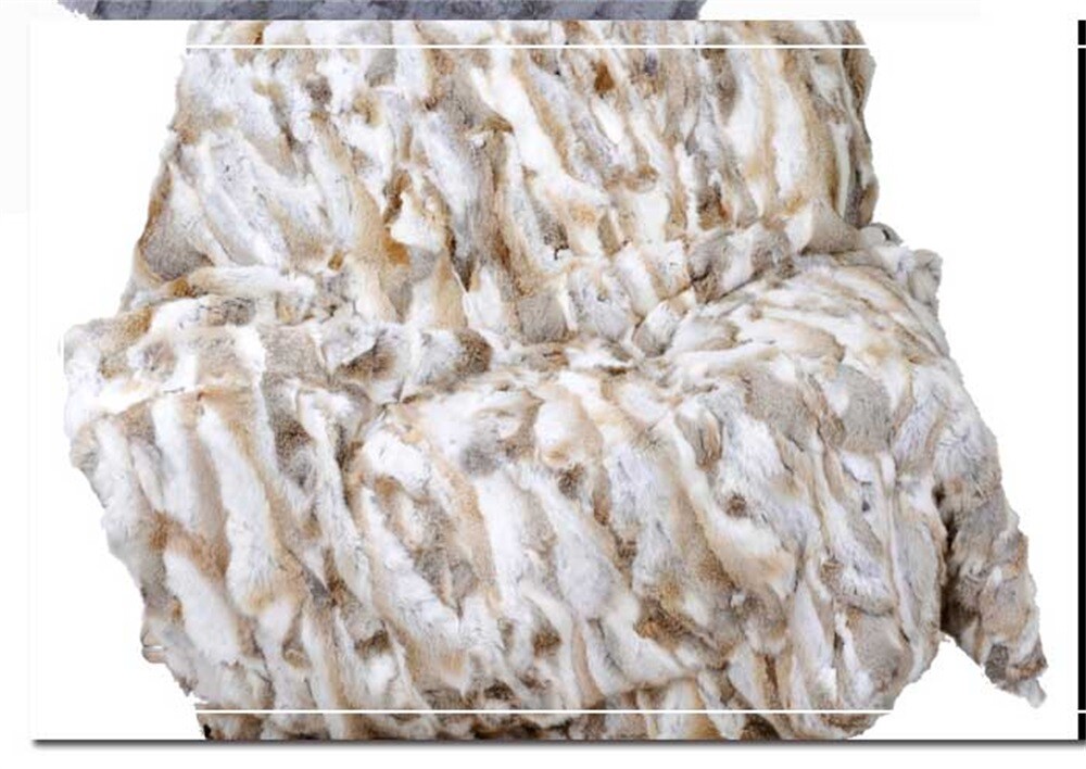 Luxury Real Fur Throw Rabbit Fur Blanket Soft Warm Bedspread Queen Size 80x60in