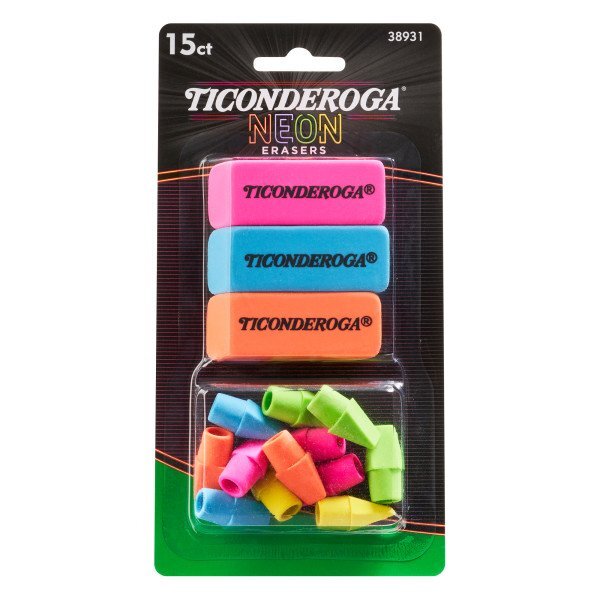 Ticonderoga Eraser Multi-Pack, Handheld & Pencil Top Erasers, Assorted...
