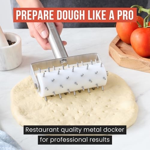 Stainless Steel Pizza Dough Docker Roller - Essential Kitchen Tool for Crackers,