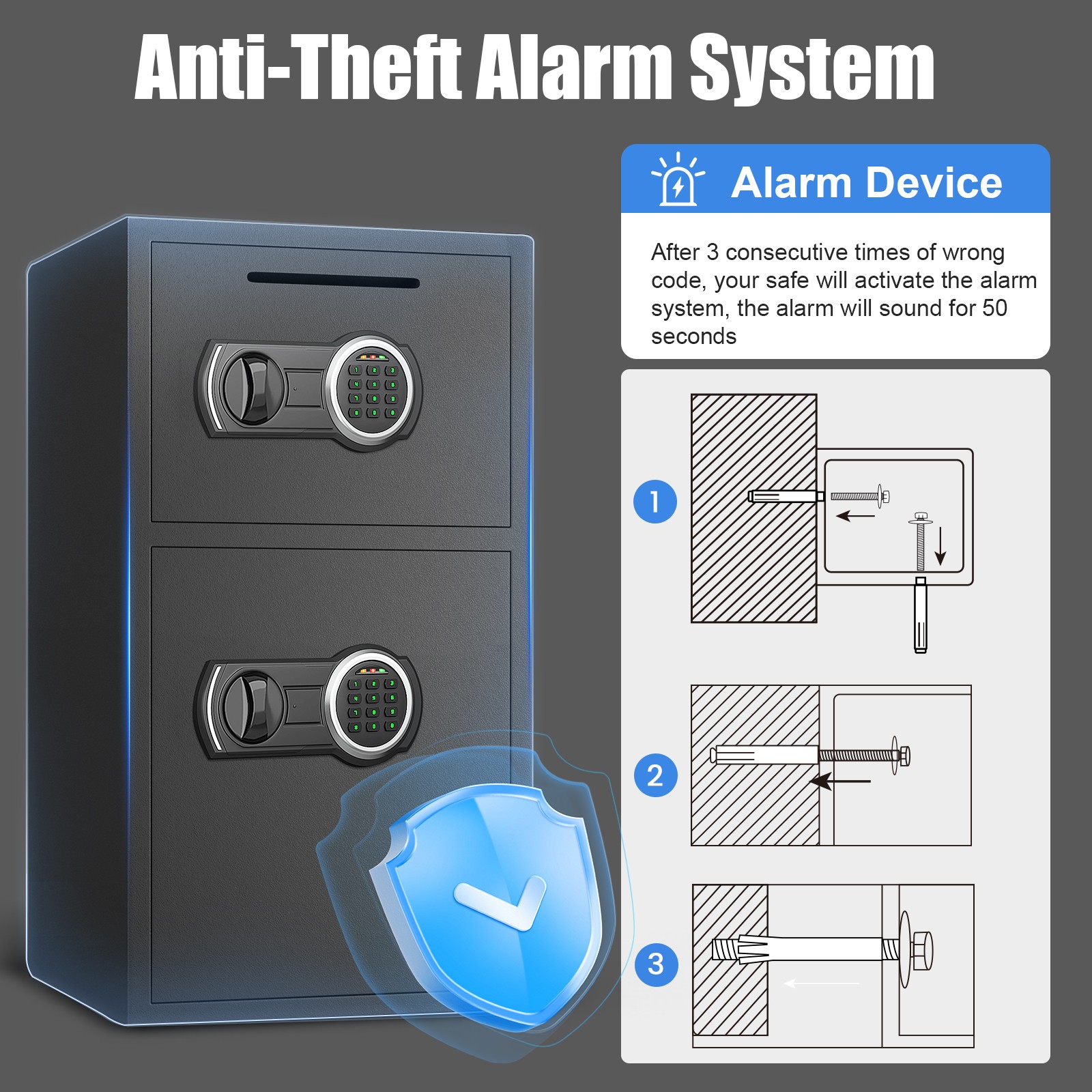 Safe, 6.0 Cub Large Home Safe Box Fireproof Waterproof Bag with Adjustable Shelf