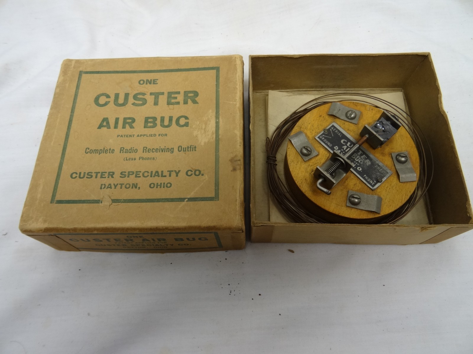 Marconi Era Custer Air Bug Crystal Radio Receiver With Original Box INSTRUCTIONS