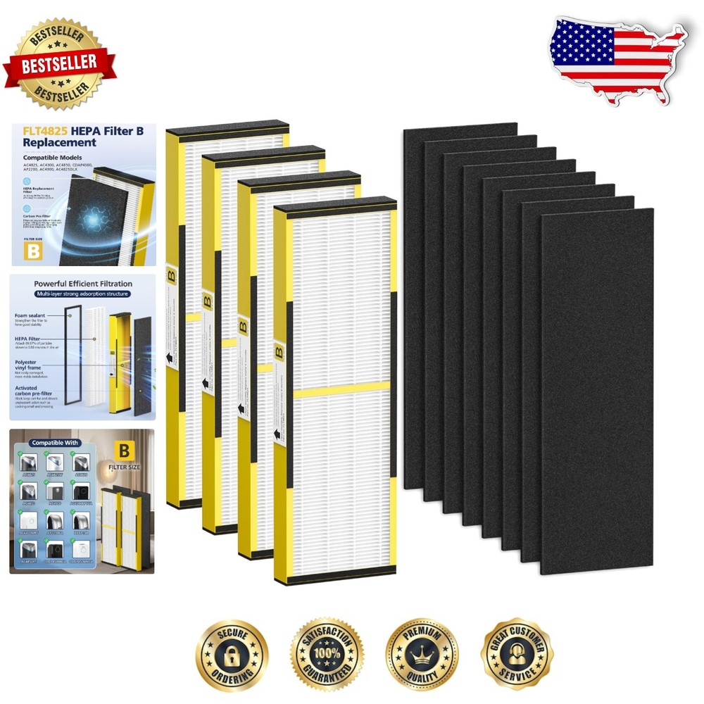 HEPA Filter B Replacement 4 Pack + 8 Carbon Pre-filters Guardian AC4825