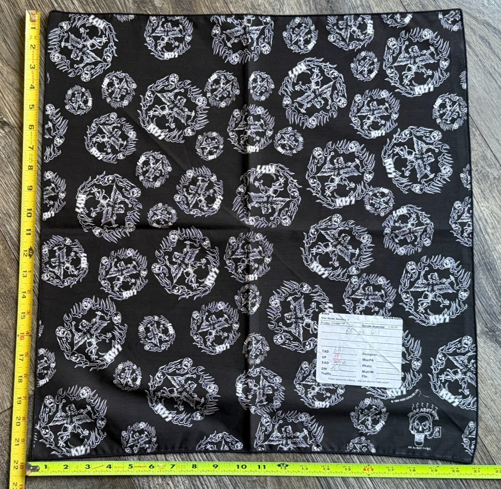 KISS Bandana UNRELEASED SAMPLE 1995 Skulls & Devil Vintage Kiss Memorabilia