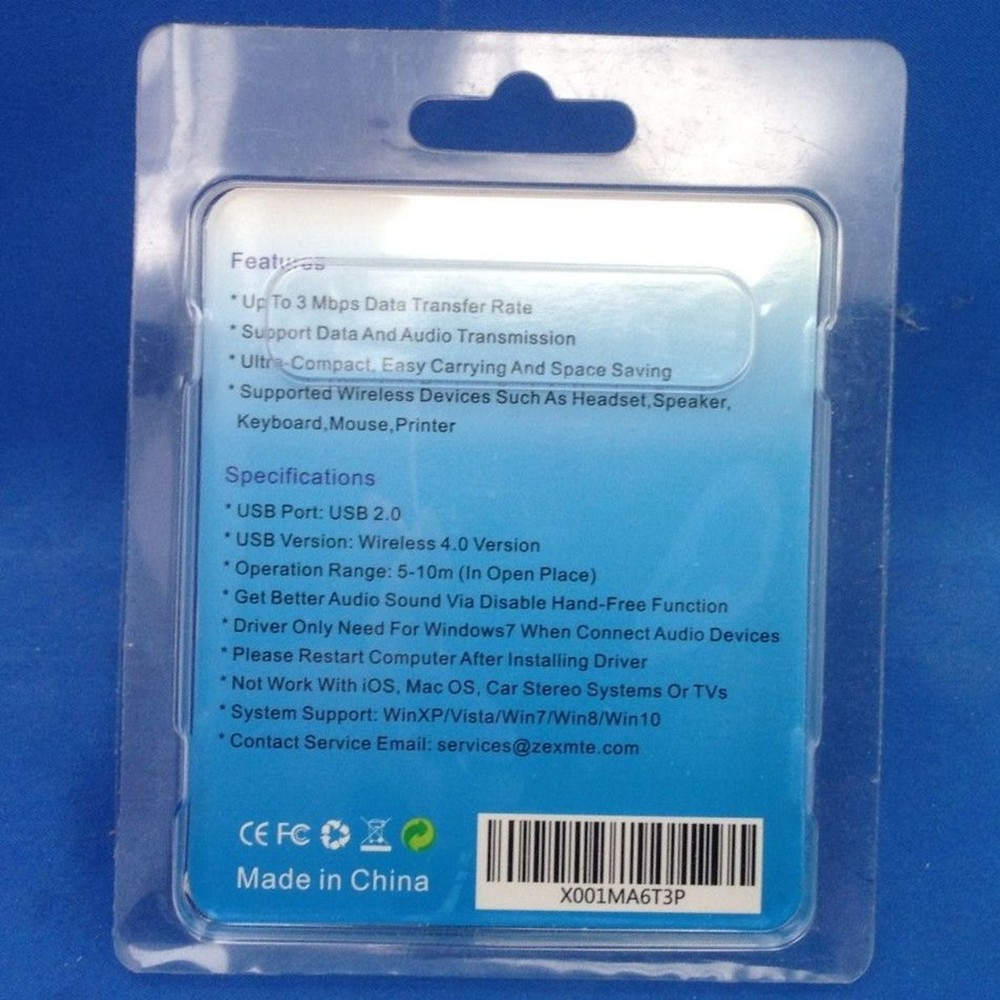 Zexmte Bluetooth USB Adapter for PC, Bluetooth Adapter Wireless Dongle 4.0 -New